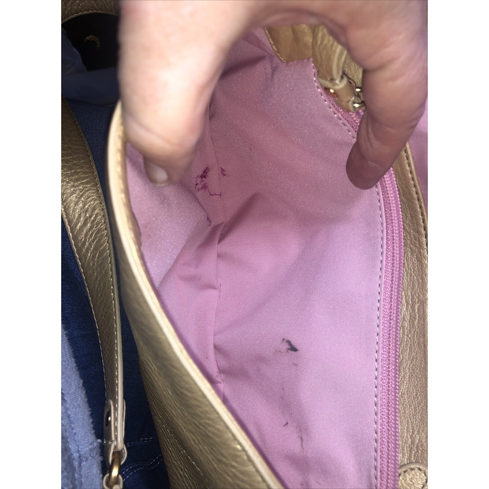 Cole Haan Village H05 Satchel Handbag Gold Pebble Leather - Picture 7 of 7